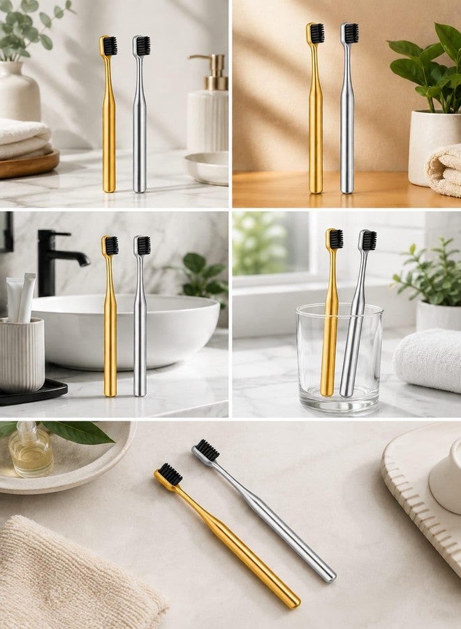 Premium Toothbrush Set for Adults and Children – Soft Bristle Metal Toothbrushes, Reusable Minimalist Design, Durable Luxury Oral Care Travel Bathroom Essentials - Image 2