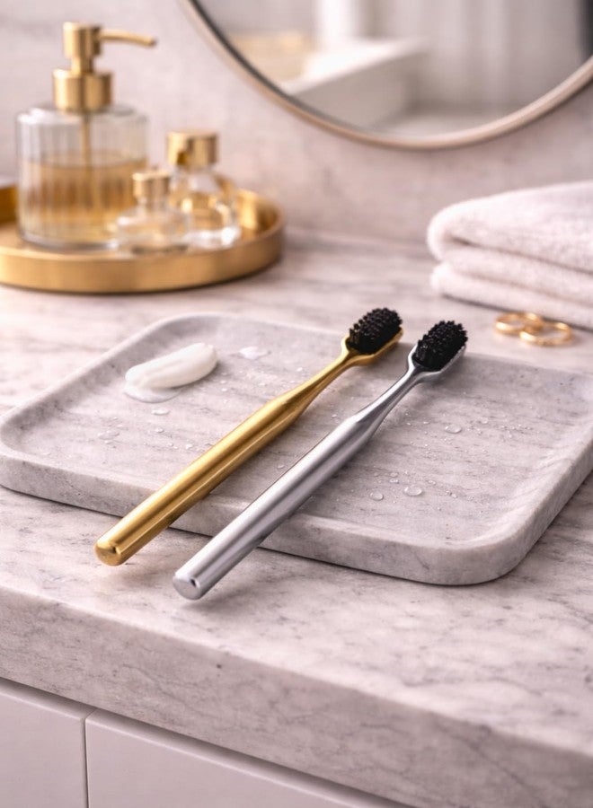 Premium Toothbrush Set for Adults and Children – Soft Bristle Metal Toothbrushes, Reusable Minimalist Design, Durable Luxury Oral Care Travel Bathroom Essentials - Image 5