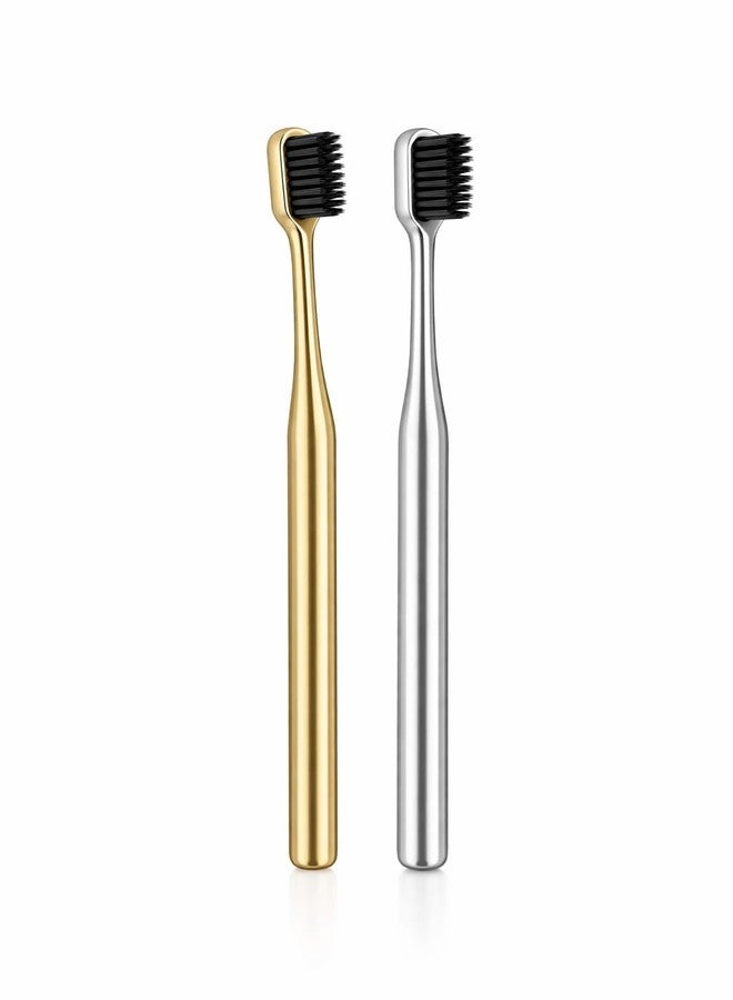 Premium Toothbrush Set for Adults and Children – Soft Bristle Metal Toothbrushes, Reusable Minimalist Design, Durable Luxury Oral Care Travel Bathroom Essentials - Image 1