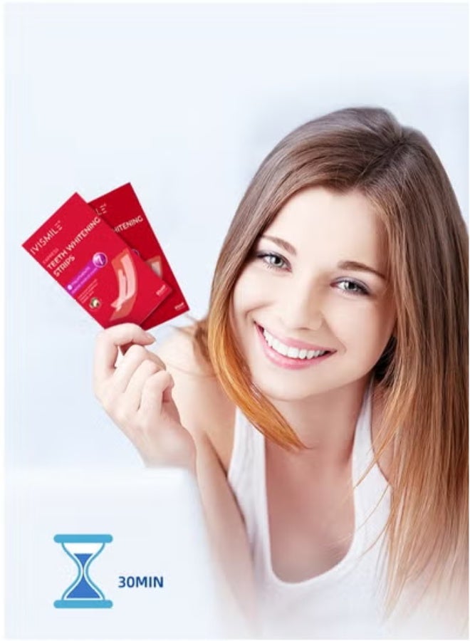 إيفيسميل لصقات أسنان آيفي سمايل 6% HP، لصقات رطبة لإزالة اصفرار الأسنان وتبييضها، مجموعة 28 لصقة/علبة - Image 4