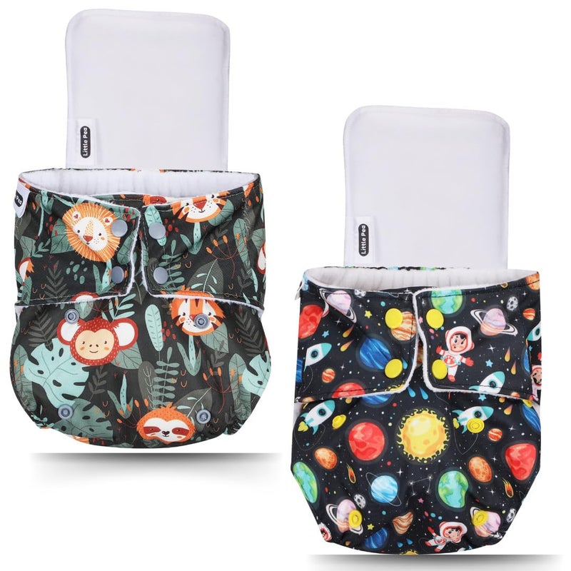 Little Pea Leak-Proof Free Size Cloth Diapers for 3 Months-3 Years—2 Adjustable Diaper Cover, 2 Absorbent Pad (Fits 5Kg-18kg), Washable, Reusable, Rash-Free with 6-Hour Absorbency, Pack of 2 - Image 4
