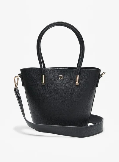 Flora Bella By Shoexpress Women's Solid Tote Bag with Detachable Strap and Button Closure