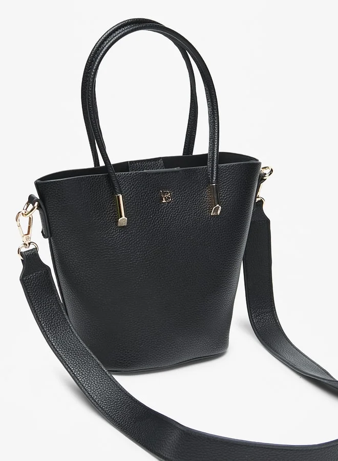 Flora Bella By Shoexpress Women's Solid Tote Bag with Detachable Strap and Button Closure