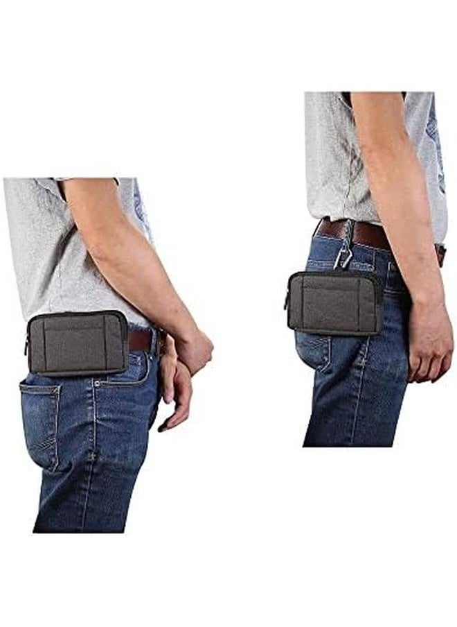 erorex - Multipurpose Horizontal Belt Case 2 Compartments Zipper For Lg G6 Plus Black 15X8Cm - Image 1