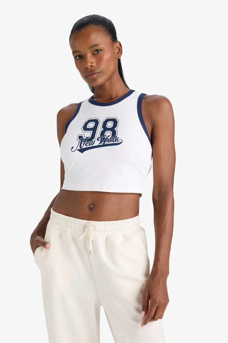 Defacto  DeFactoFit Slogan Printed Sports Crop Top for Women | Best Price UAE