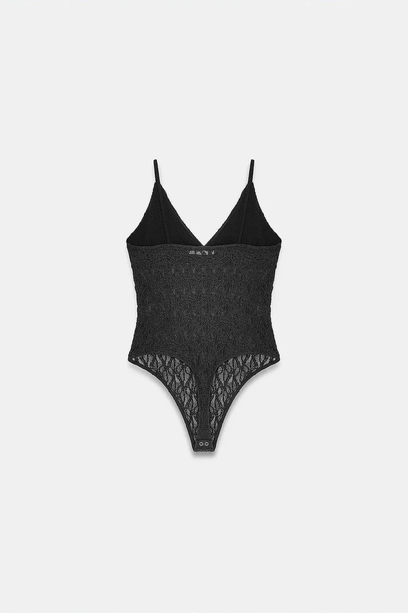 Dilvin Black DILVIN Lace Sleeveless Bodysuit Blouse for Women | Best Price UAE