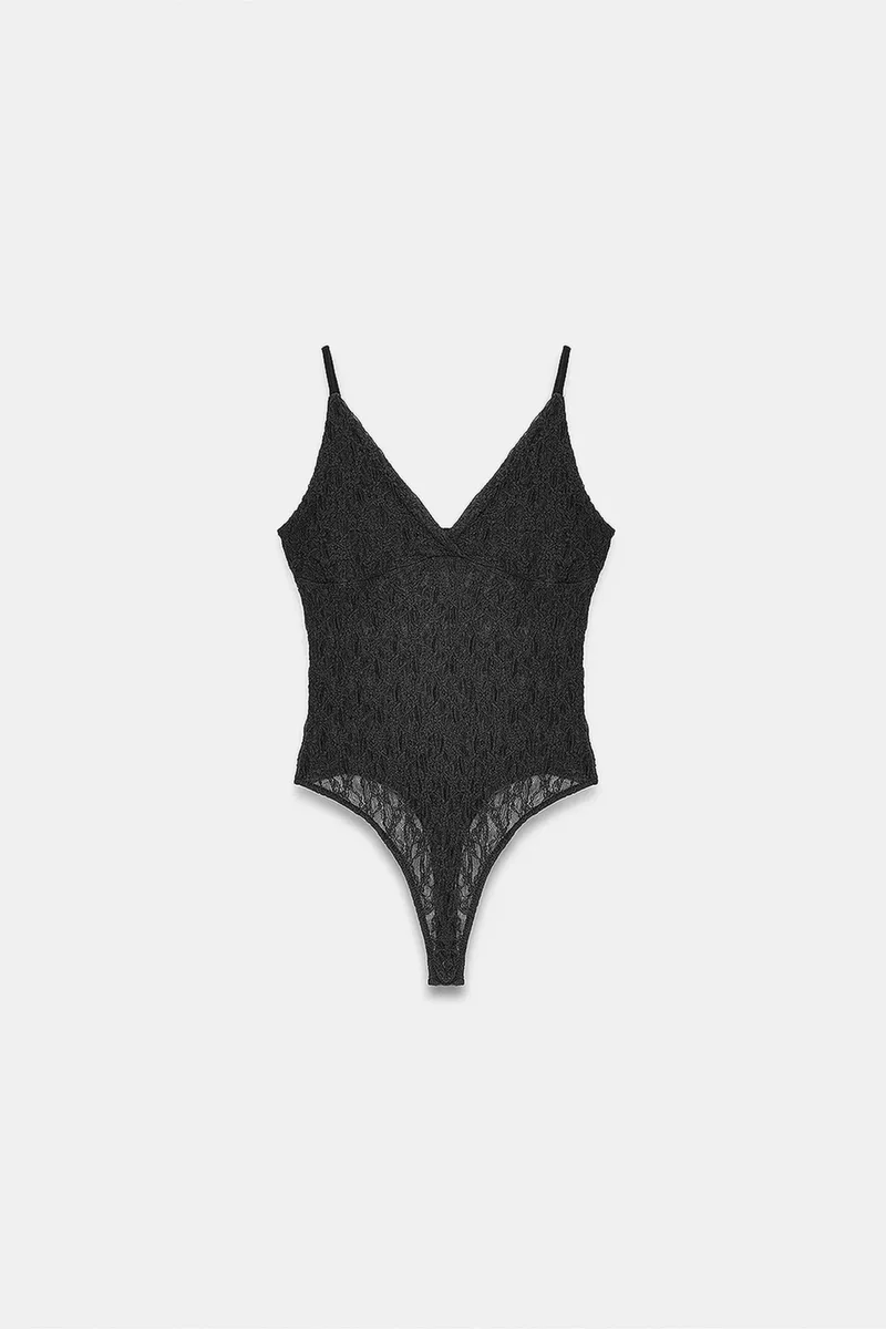 Dilvin Black DILVIN Lace Sleeveless Bodysuit Blouse for Women | Best Price UAE