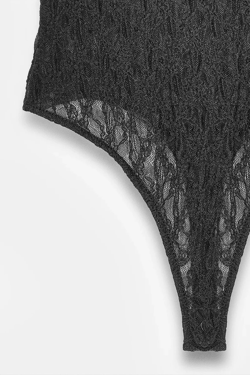 Dilvin Black DILVIN Lace Sleeveless Bodysuit Blouse for Women | Best Price UAE