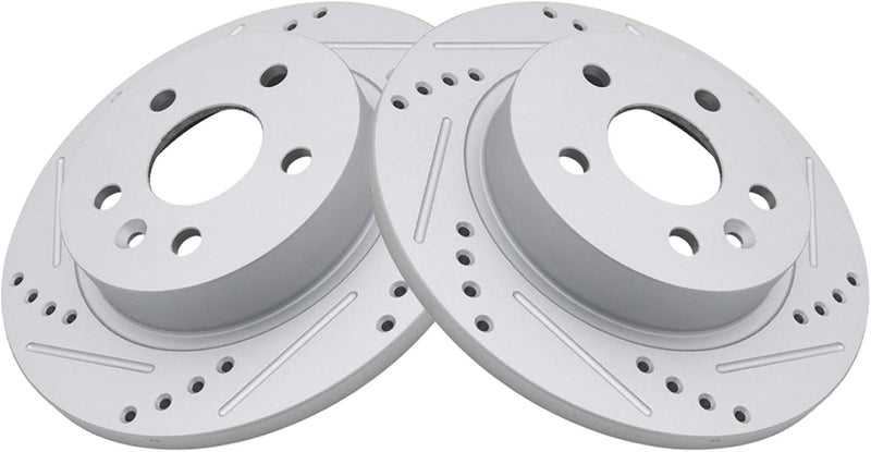 TRQ Rear Performance Brake Rotors Set Premium G-Coated Cross Drilled & Slotted Compatible with 2013-2022 Buick Encore 2011-2015 Chevrolet Cruze 2016 Cruze Limited 2013-2019 Sonic 2015-2022 Trax - Image 2