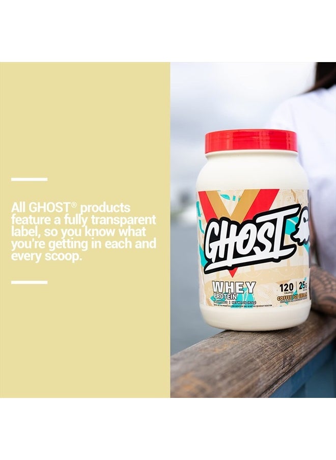 Ghost Whey Protein Powder, Coffee Ice Cream - 2LB Tub, 25G of Protein - Flavored Isolate, Concentrate & Hydrolyzed Whey Protein Blend - Post Workout Shakes - Soy & Gluten Free  - Image 5