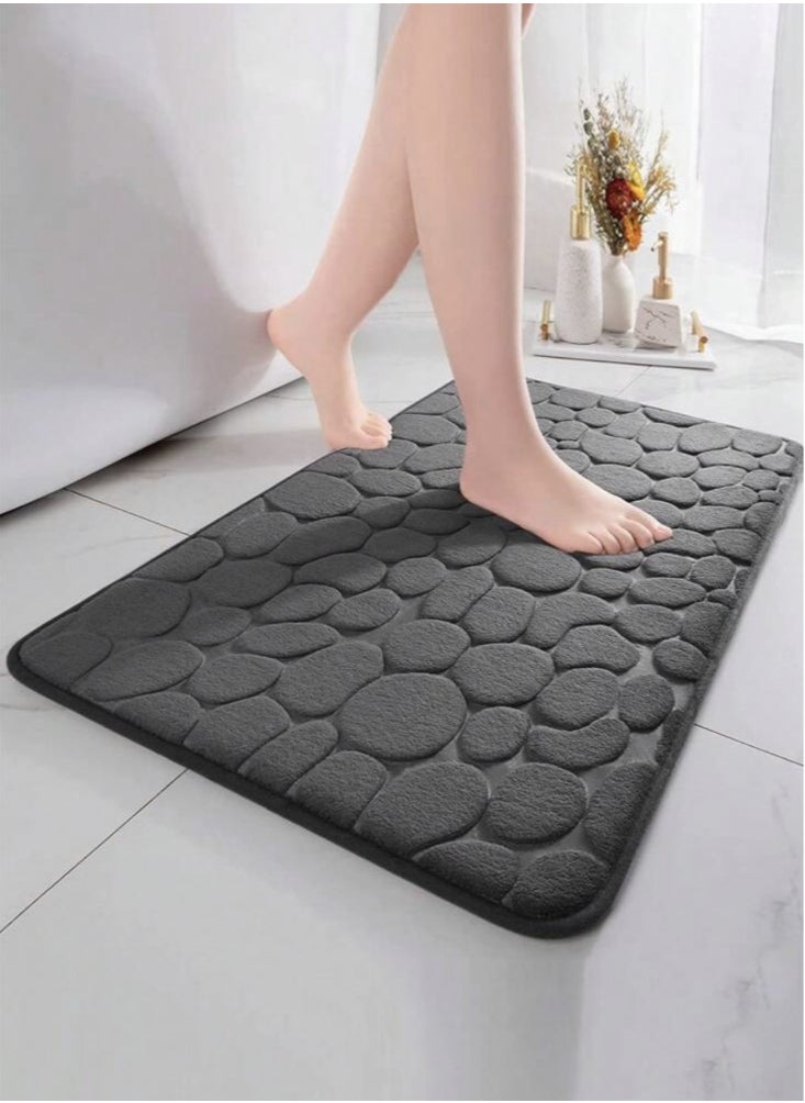 Kutis - 2-Piece Bathroom Coral Velvet Floor Mat Suit Absorbent Anti-Slip Toilet Carpet Set Black - Image 1