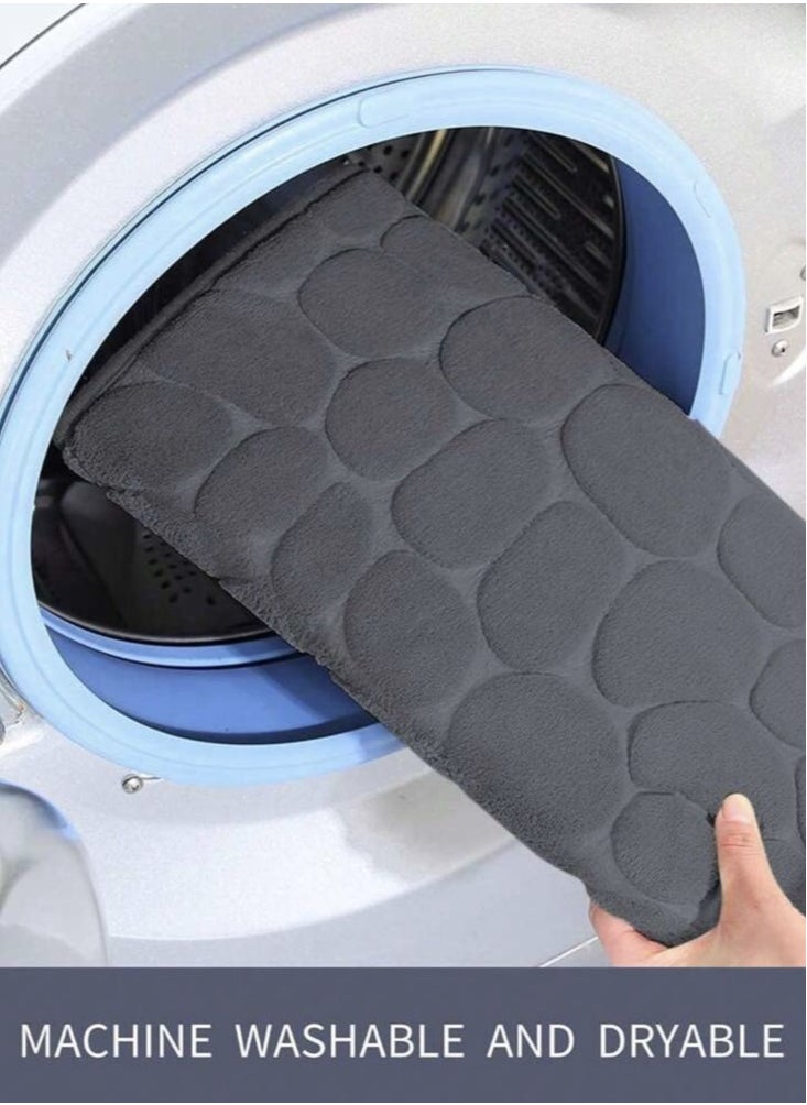 Kutis - 2-Piece Bathroom Coral Velvet Floor Mat Suit Absorbent Anti-Slip Toilet Carpet Set Black - Image 1
