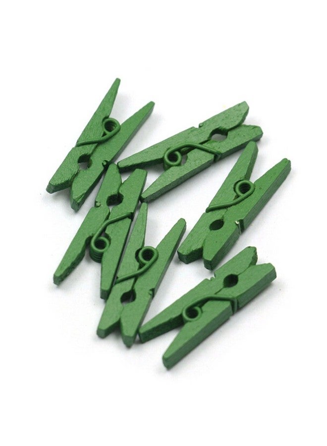 Topxome 100pcs Mini Colored Spring Wood Clips Clothes Photo Paper Peg Pin Clothespin Craft Clips Party Decoration(Green) 