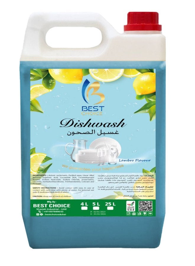 Best Choice Premium Lemon Scented 5L Dish Wash,Grease & Stain Remover | Powerful Cleaning, Long-Lasting Freshness | Gentle on Hands | Ideal for Home, Restaurant & Commercial Use - Image 1