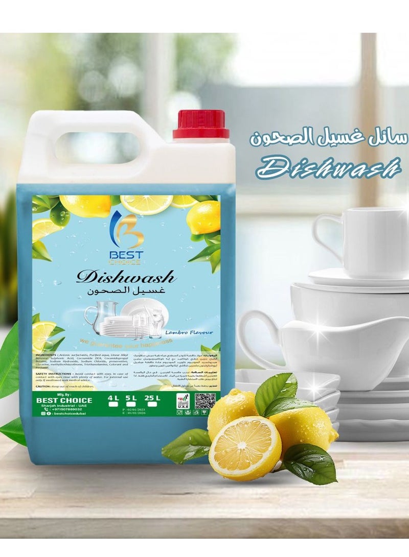 Best Choice Premium Lemon Scented 5L Dish Wash,Grease & Stain Remover | Powerful Cleaning, Long-Lasting Freshness | Gentle on Hands | Ideal for Home, Restaurant & Commercial Use - Image 2