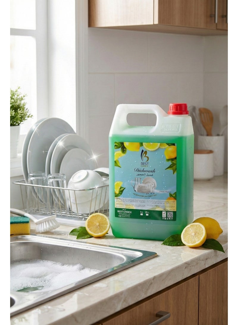 Best Choice Premium Lemon Scented 5L Dish Wash,Grease & Stain Remover | Powerful Cleaning, Long-Lasting Freshness | Gentle on Hands | Ideal for Home, Restaurant & Commercial Use - Image 5