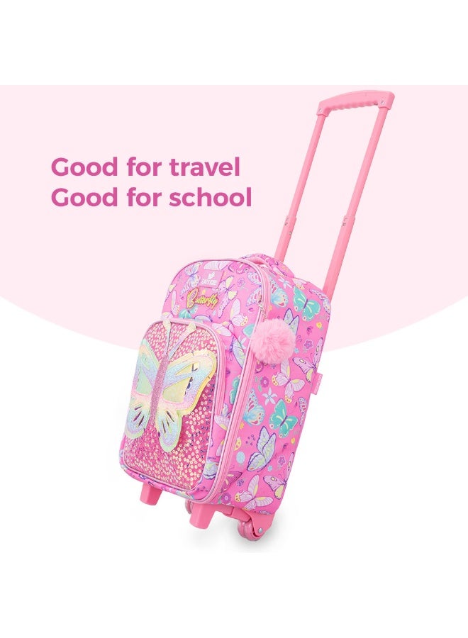 Eazy Kids 17” 3-Piece Trolley School Backpack with Lunch Bag & Pencil Case,Butterfly Pink - Image 5