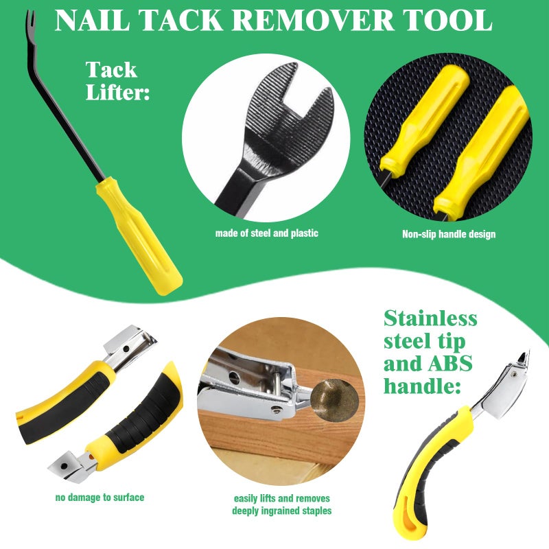 Yauhar 6 Pcs Upholstery Remove & Install Tools Kit Contains Rubber Mallet Hammer with 2PCS Replacement Head, Nail Tack Remover, Staple Tack Lifter and Removal Pliers for Furniture Floor Jewelry - Image 4