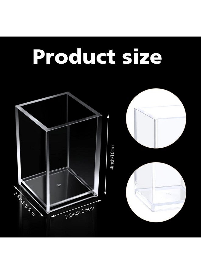 Geyee 8 Pack Clear Acrylic Pen Holder Cup Makeup Brush Holder Desk Goth Accessories Holder Acrylic Clear Container Organizer For Office School Home Supplies - Image 3