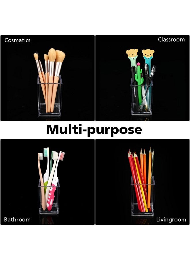 Geyee 8 Pack Clear Acrylic Pen Holder Cup Makeup Brush Holder Desk Goth Accessories Holder Acrylic Clear Container Organizer For Office School Home Supplies - Image 4