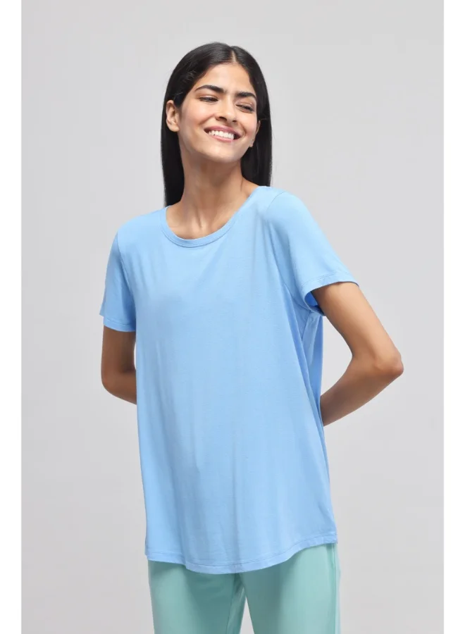 NeceSera Summer Blue Round-Neck Top