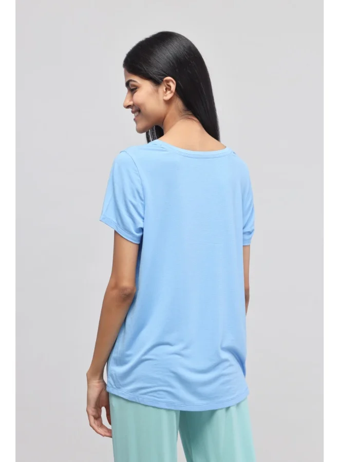 NeceSera Summer Blue Round-Neck Top