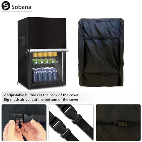 Sobana Beverage Refrigerator and Cooler Cover for most 3.2 Cu.ft Beer or Wine Mini Fridge,Waterproof Dust Proof Anti-UV Sides Zipper Can Be Opened(20" W x 20" D x 33" H,Black) - Image 4