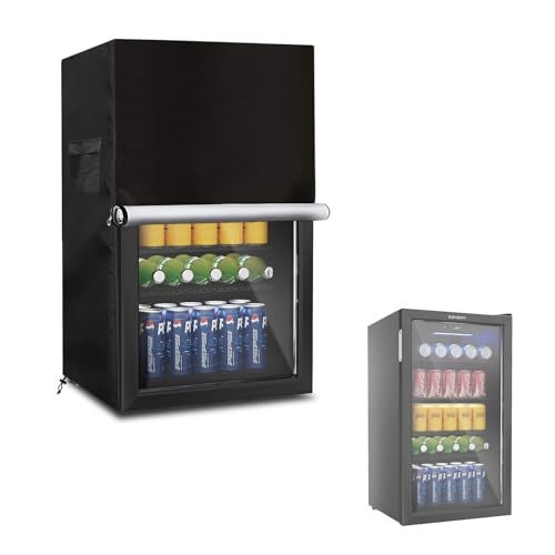 Sobana Beverage Refrigerator and Cooler Cover for most 3.2 Cu.ft Beer or Wine Mini Fridge,Waterproof Dust Proof Anti-UV Sides Zipper Can Be Opened(20" W x 20" D x 33" H,Black) - Image 1