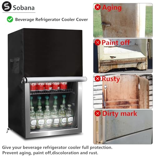 Sobana Beverage Refrigerator and Cooler Cover for most 3.2 Cu.ft Beer or Wine Mini Fridge,Waterproof Dust Proof Anti-UV Sides Zipper Can Be Opened(20" W x 20" D x 33" H,Black) - Image 5