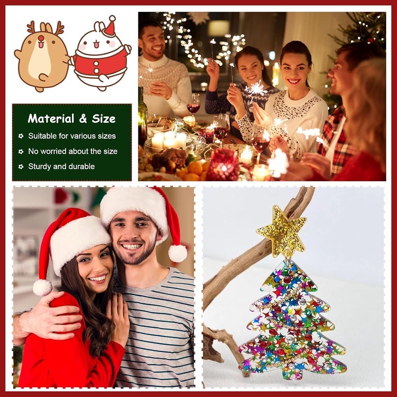 BIGTHREE Christmas Snowflake Earrings - 2 Pcs Colorful Tree and Star Dangle Earrings for Holiday Celebrations - Image 4