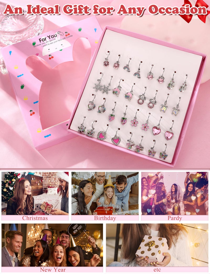BESTEEL 16 Pairs Hypoallergenic Earrings for Girls Women Sensitive Ears Cute Surgical Steel Dangle Huggie Hoop Earings Set with Charm CZ Heart Animal Christmas Gifts Silver - Image 5