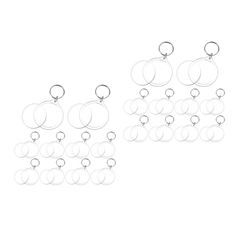 20 pcs Round Blank Insert Photo Picture Frame Split Keychain - Image 3