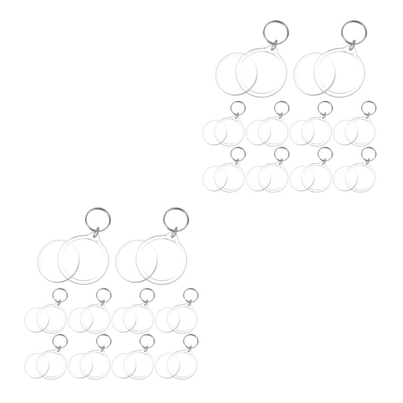 20 pcs Round Blank Insert Photo Picture Frame Split Keychain - Image 2