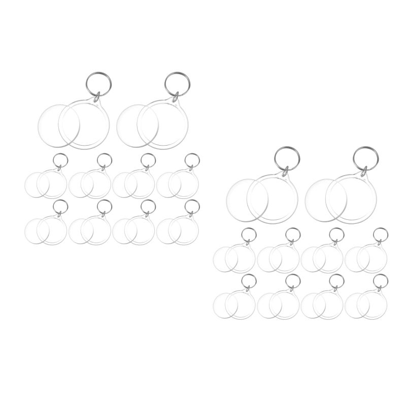 20 pcs Round Blank Insert Photo Picture Frame Split Keychain - Image 1