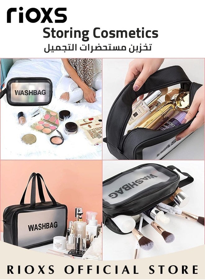 RIOXS 6Pcs Clear Cosmetic Bag Vinyl Air Travel Toiletry Bags Bulk, Water Resistant PVC Packing Cubes with Zipper Closure & Carry Handle for Women Baby Men, Make-up brush Case Beach Pool Spa Gym Bag for Bath  - Image 2