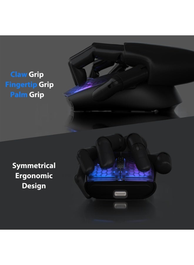 Attack Shark X5 Wireless Gaming Mouse with Tri-Modes BT 5.1/2.4Ghz/USB-C,Lightweight 49g,PAW3212 Optical Sensor,Rechargeable Battery,RGB LED Computer Mouse for PC/Tablet/Desktop/Office/Games-Black - Image 4