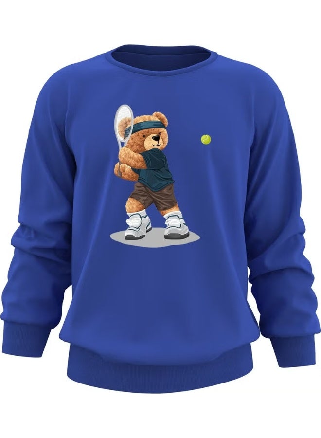 Ada Bebek Çocuk Ada Baby Kids Oversize Tennis Player Bear Printed Kids Sweatshirt - Image 3