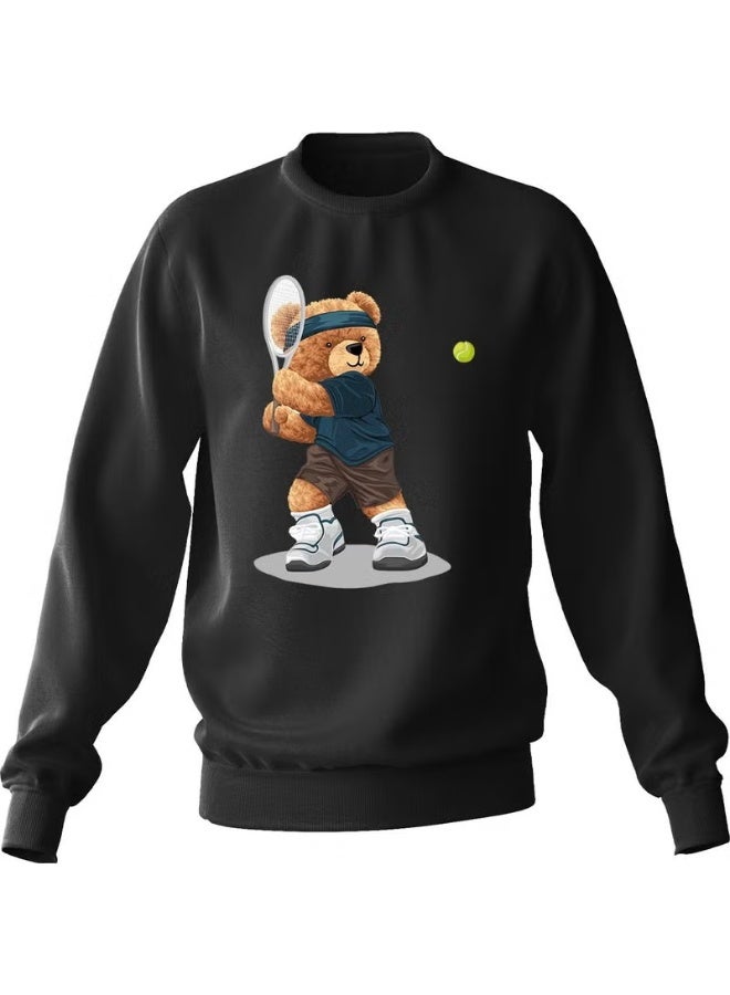 Ada Bebek Çocuk Ada Baby Kids Oversize Tennis Player Bear Printed Kids Sweatshirt - Image 1