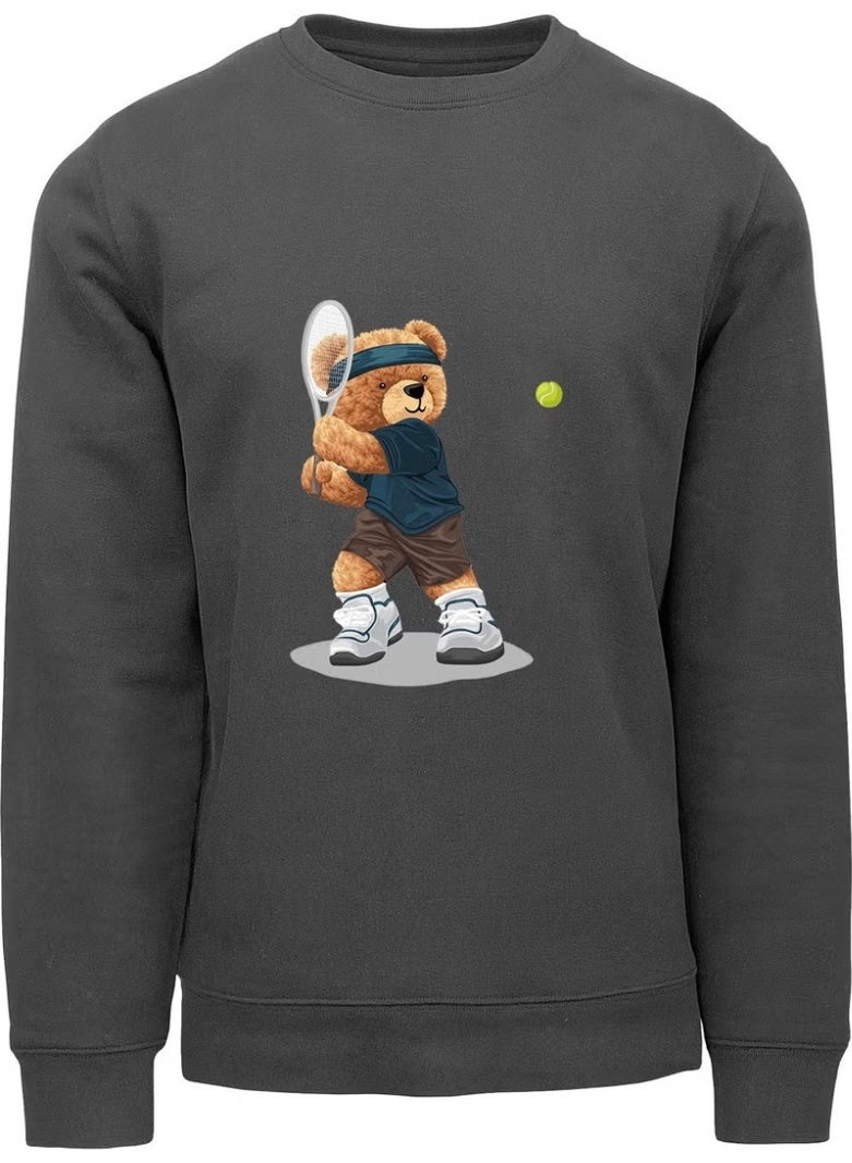 Ada Bebek Çocuk Ada Baby Kids Oversize Tennis Player Bear Printed Kids Sweatshirt - Image 4