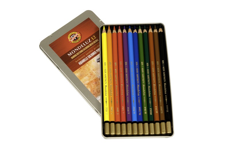 Koh-I-Noor Mondeluz Aquarelle Watercolor Pencil Set, 12 Assorted Colored Pencils in Tin & Blister-Carded (FA3722.12BC) - Image 3