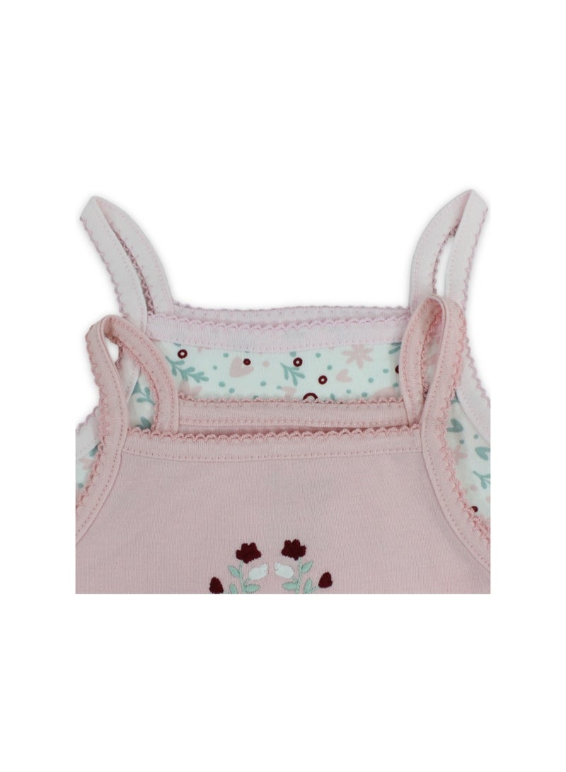 El Sayaad Baby Girls Cotton Sleeveless Bodysuit Pink  – Pack Of 2 - Image 2