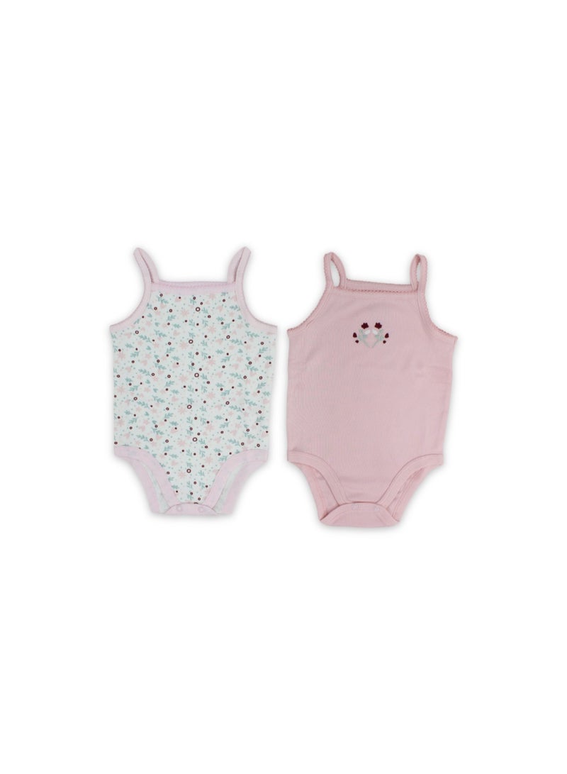 El Sayaad Baby Girls Cotton Sleeveless Bodysuit Pink  – Pack Of 2 - Image 1