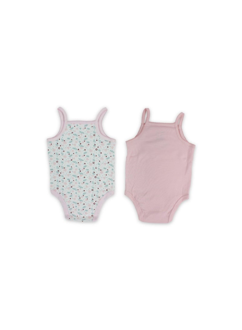 El Sayaad Baby Girls Cotton Sleeveless Bodysuit Pink  – Pack Of 2 - Image 3
