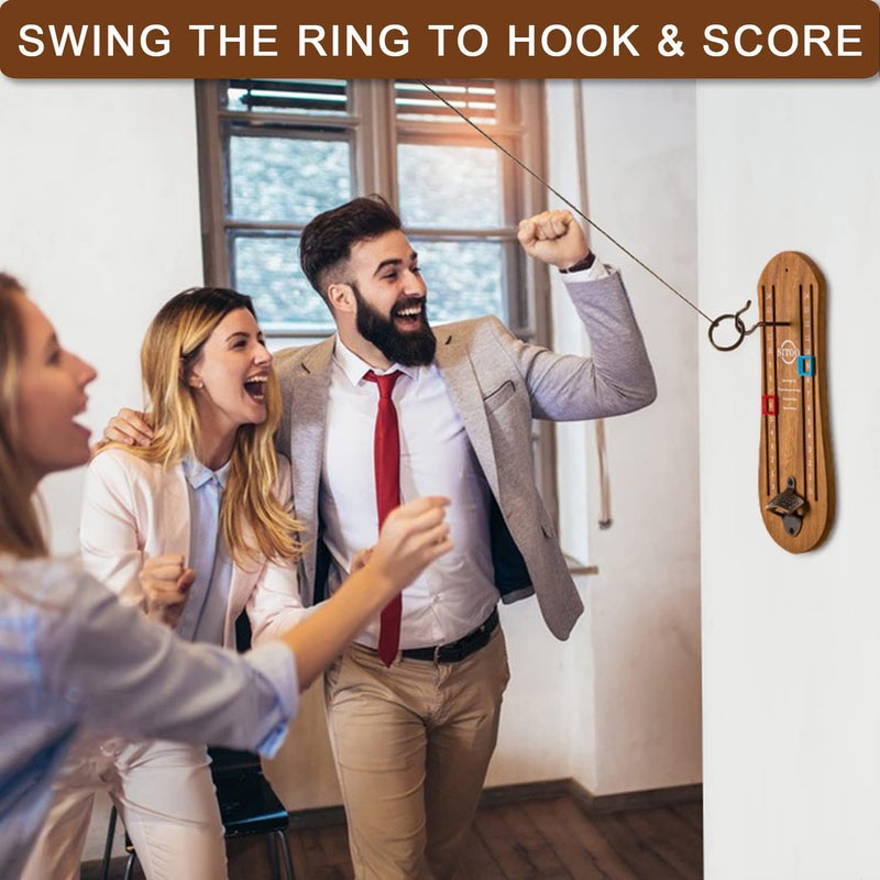 SITOO Hook and Ring Games with Bottle Opener, Ring Toss Game for Adults, Ring Toss Game for Indoor and Outdoor Use, Gifts for Men(Wood) - Image 2