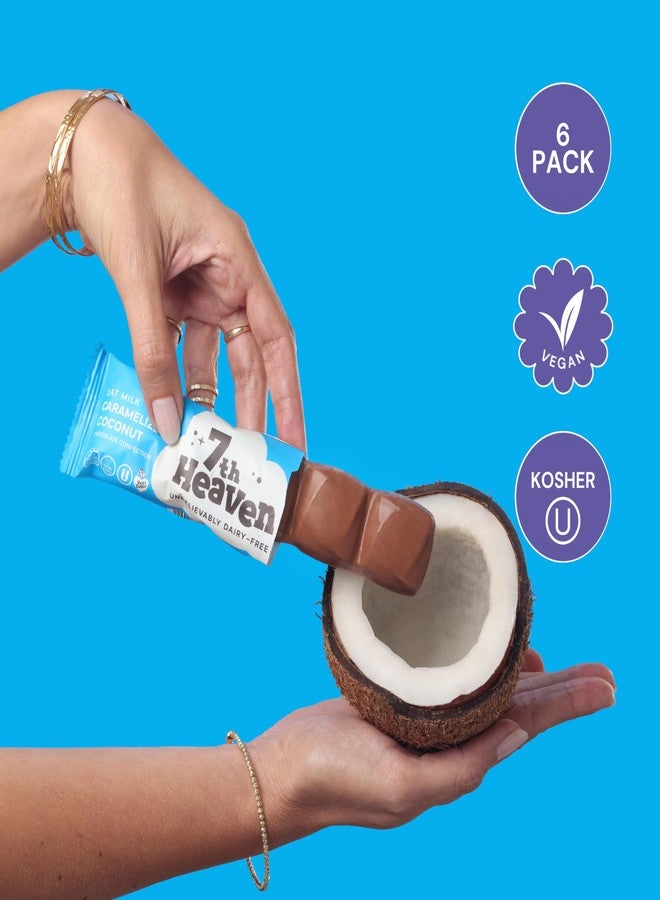 7th Heaven, Vegan Oat Milk Chocolate Snack Bars: Caramelized Coconut - (1.6 oz - 6 Pack), Healthy Chocolate, Perfect Valentines Gift For Your Loved Ones, 100% Dairy Free, Non GMO, Kosher Parve, Cruelty Free, Fair Trade Cocoa - Image 2