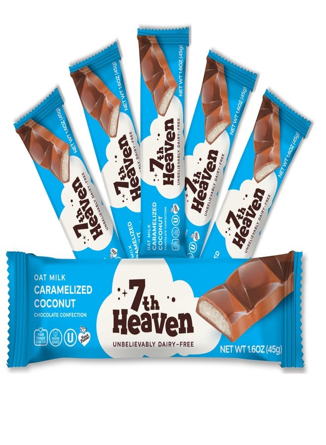 7th Heaven, Vegan Oat Milk Chocolate Snack Bars: Caramelized Coconut - (1.6 oz - 6 Pack), Healthy Chocolate, Perfect Valentines Gift For Your Loved Ones, 100% Dairy Free, Non GMO, Kosher Parve, Cruelty Free, Fair Trade Cocoa - Image 1