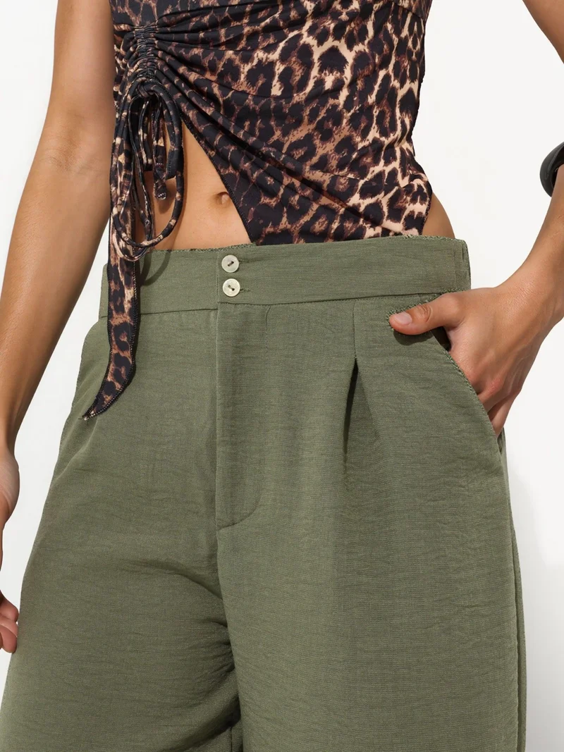 بوسيم BUSEM Women's High-waist Wide-leg Trousers