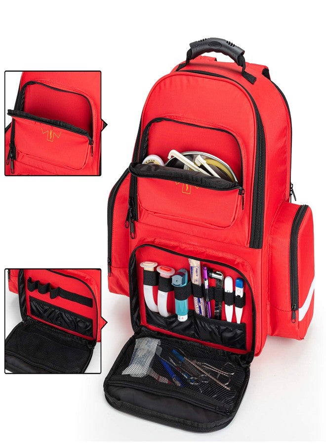 Trunab First Responder Bag Trauma Backpack Empty, Medical Emergency Kits Storage Jump Bag Pack for EMT, EMS, Police, Firefighters, Safety Officers - Patented Design Red - Image 5