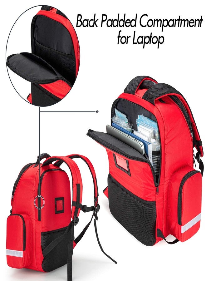 Trunab First Responder Bag Trauma Backpack Empty, Medical Emergency Kits Storage Jump Bag Pack for EMT, EMS, Police, Firefighters, Safety Officers - Patented Design Red - Image 4