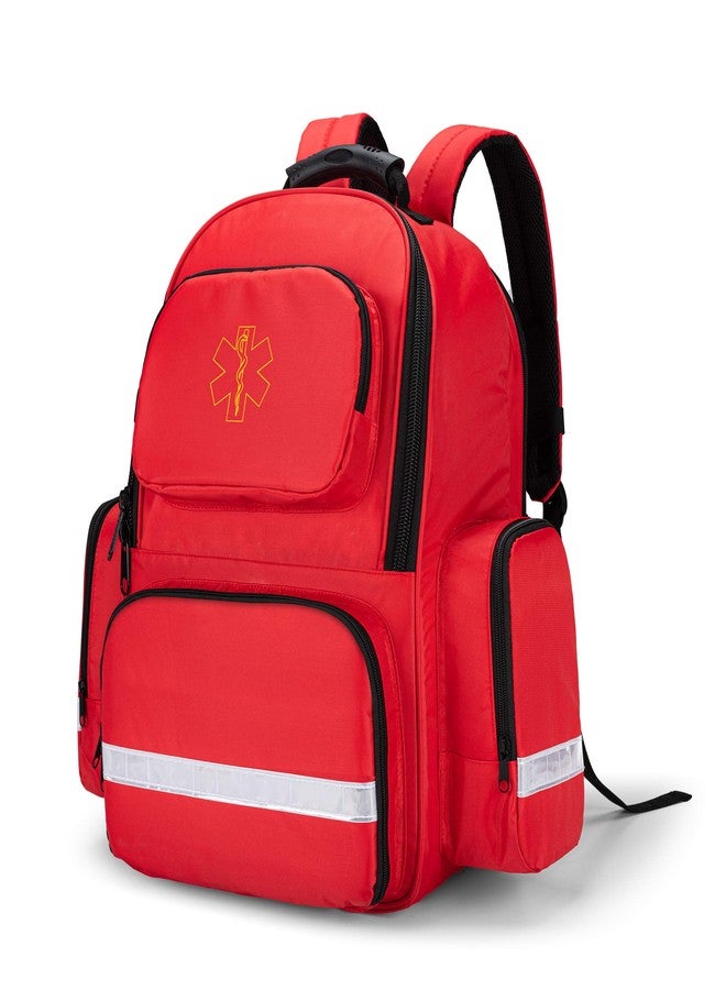 Trunab First Responder Bag Trauma Backpack Empty, Medical Emergency Kits Storage Jump Bag Pack for EMT, EMS, Police, Firefighters, Safety Officers - Patented Design Red - Image 1